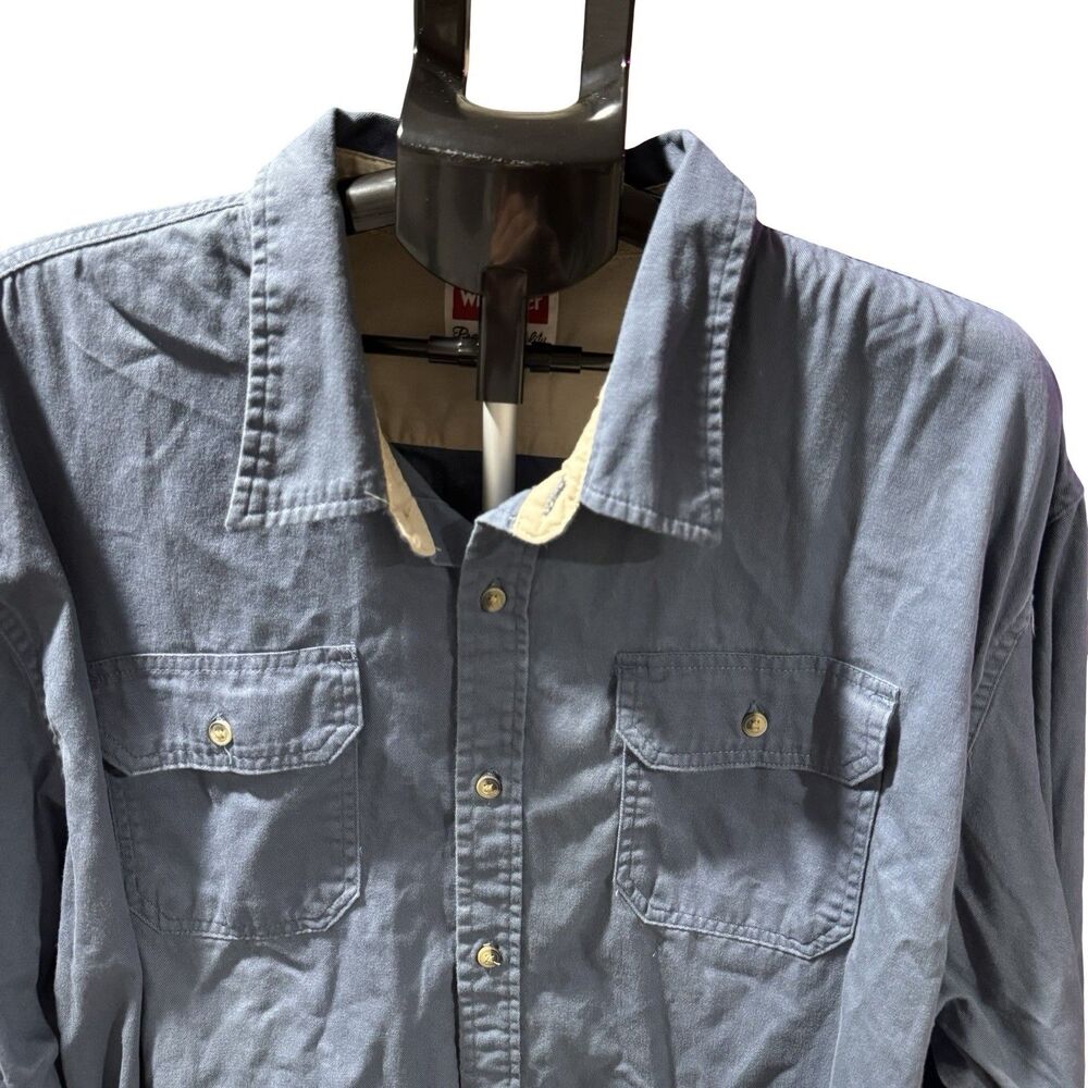 Set Of 2 Wrangler Premium Quality Shirt Adult 3XL Blue Pockets Button Up Cotton - Picture 8 of 12